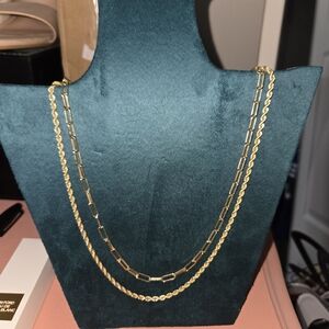 BaubleBar Gold Double Chain Necklace